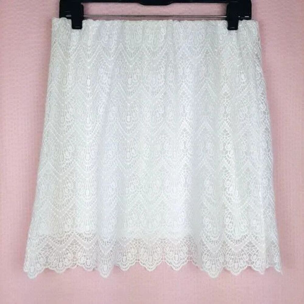 NEW J Crew White Lace Mini Skirt Underlined Size 4